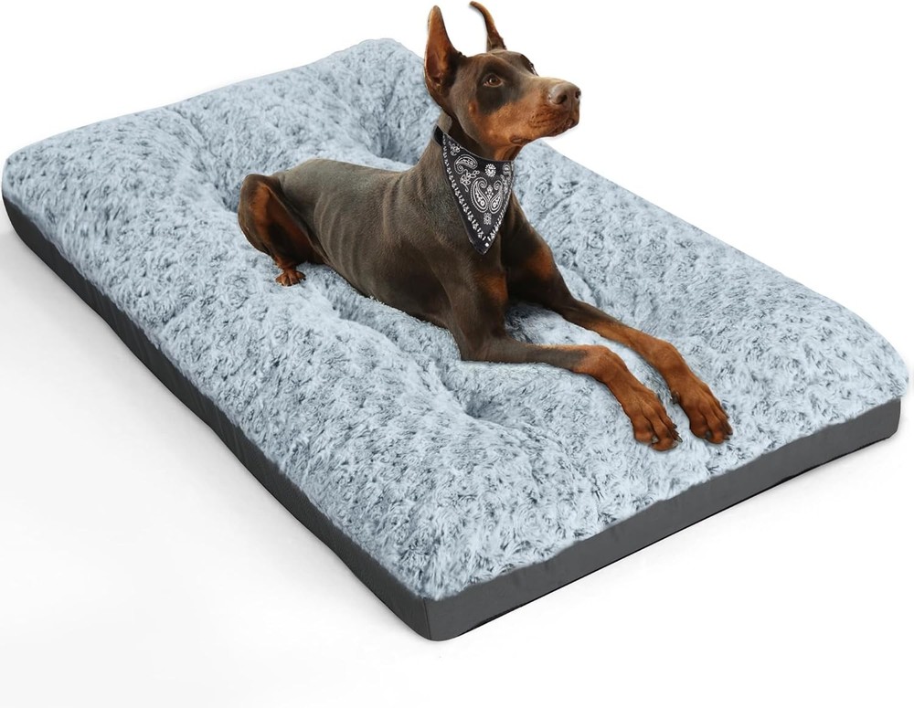 POCBLUE Washable Dog Bed 36x23 Inches Grey Plush Support