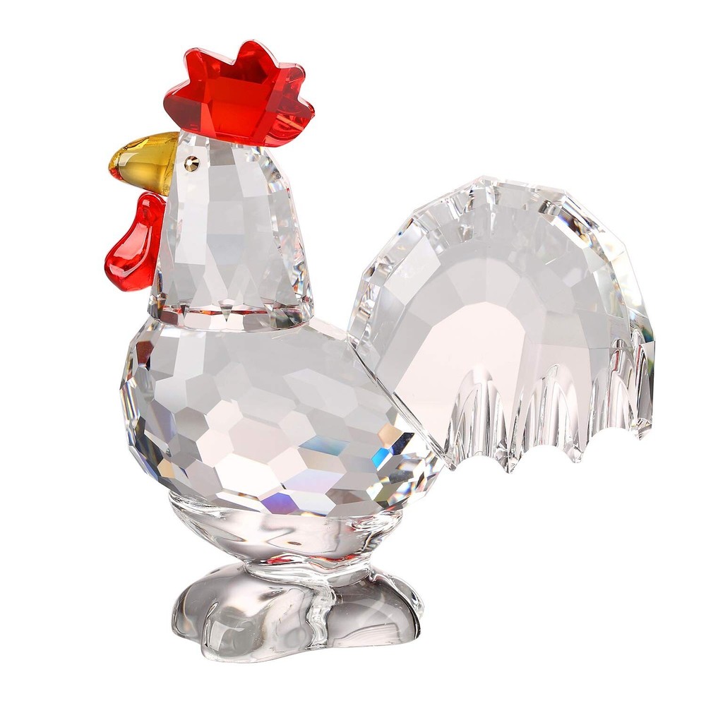 Crystal Rooster Animal Collectible Cute Figurine Gift Ornament Home Decor (Wh...