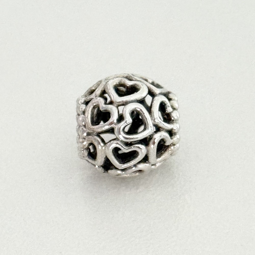 Pandora Sterling Silver Openwork Hearts Charm Bead for Bracelets