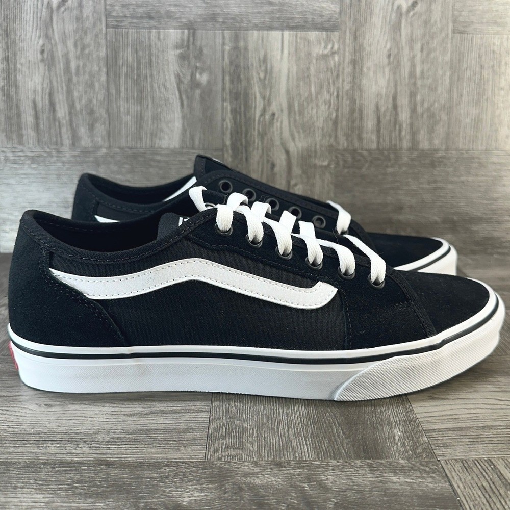 Vans Filmore Decon Womens 8.5 Black White Suede Canvas Skate Shoes Sneakers
