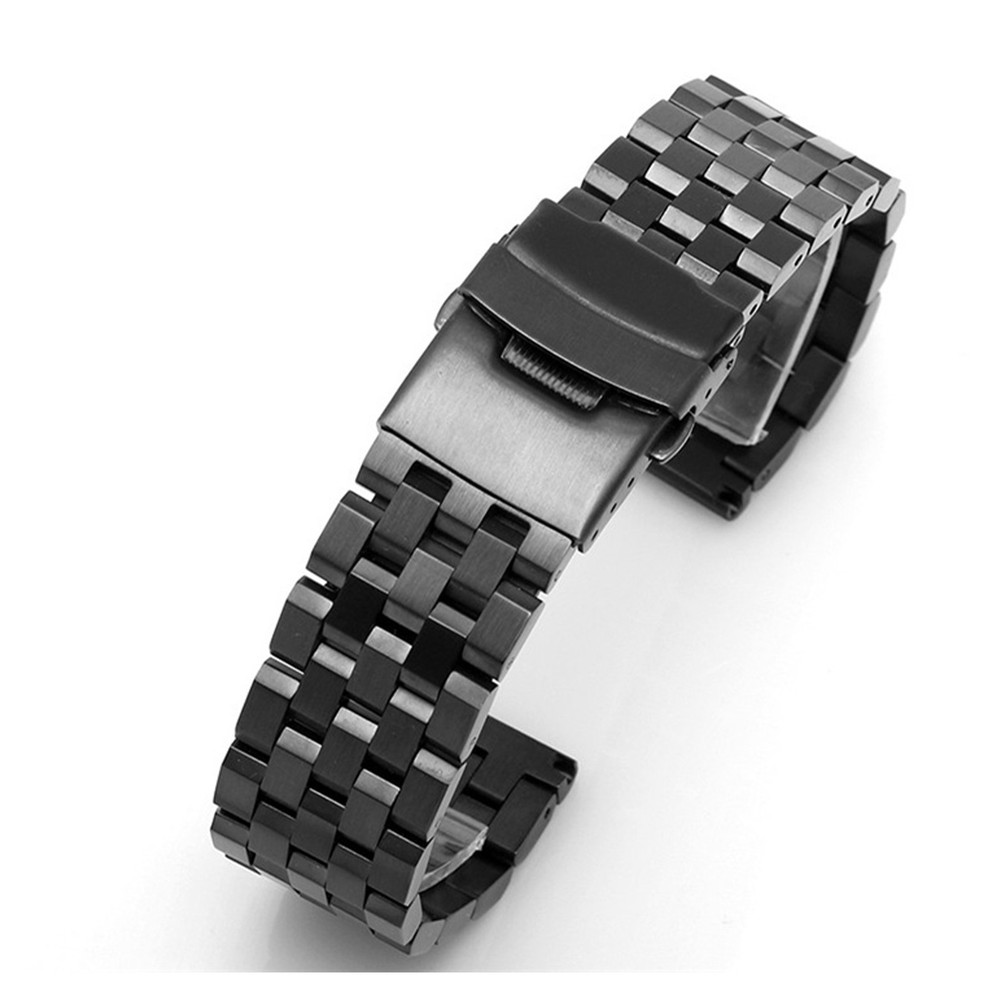 Black 20mm Stainless Steel Watch Band Strap  Bracelet Watchband Replacement]