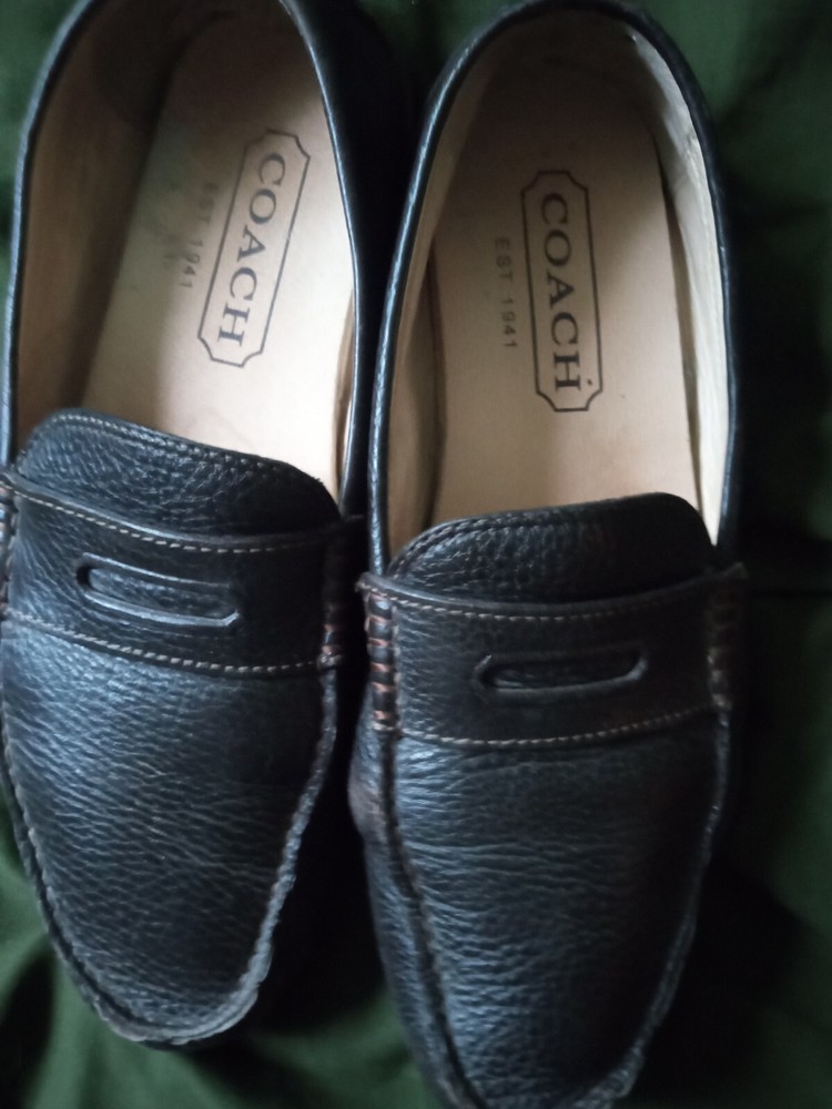 Men's Black COACH Pebbled Leather Driving Loafers Size 9.5M