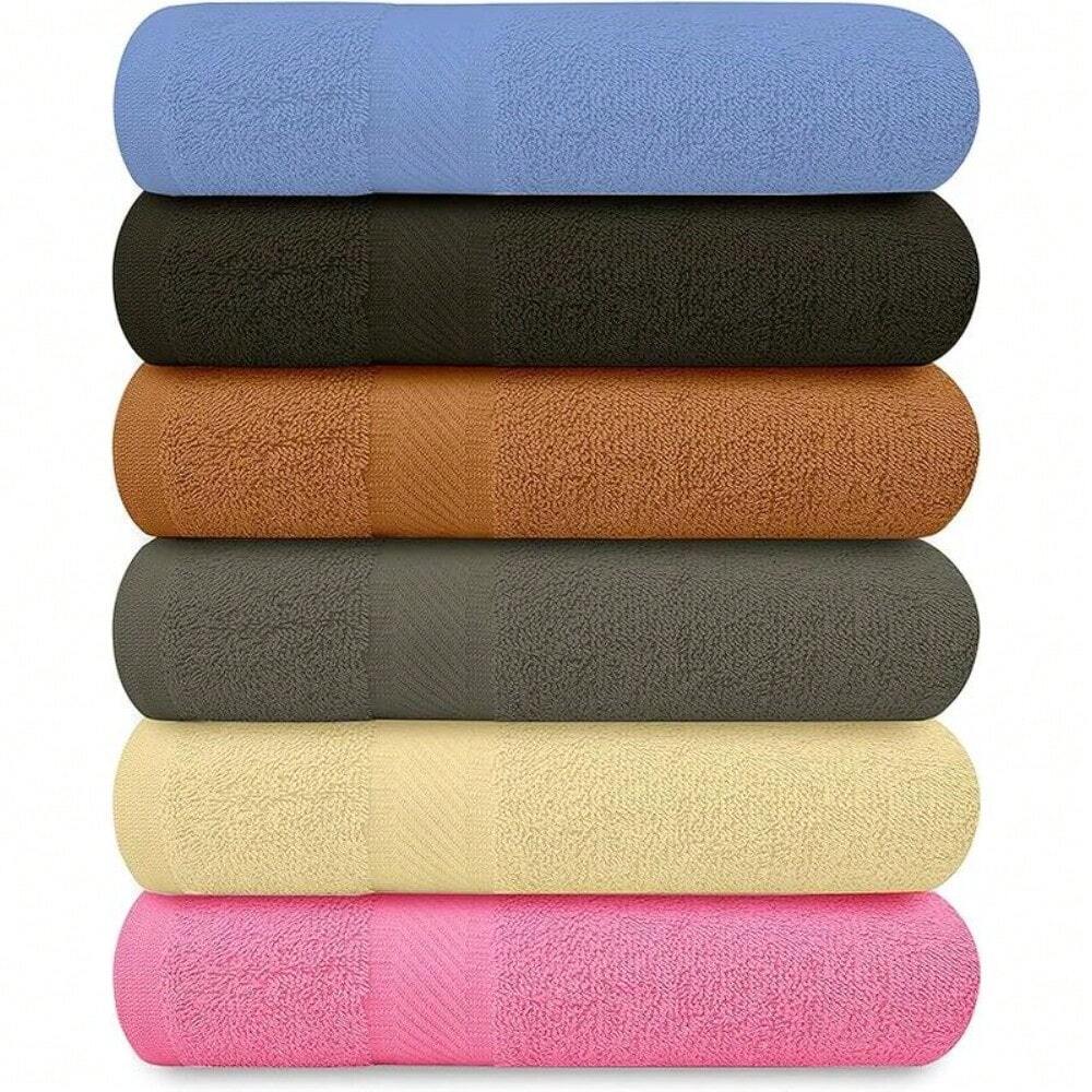 XYLC6-QUBALINENZ 100% Cotton Bath Towels-27x54inch - 6 Pack Shower Towels - Ligh