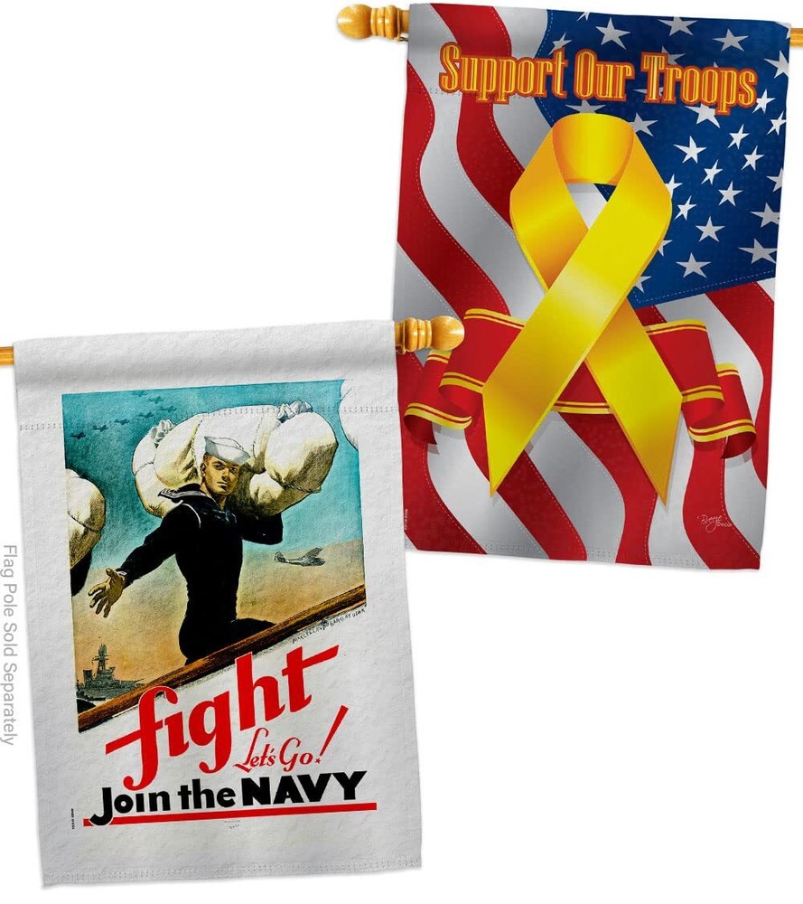 USBrotherhood Fight Lets Go House Flag Pack Armed Forces Navy USN Seabee Unit...