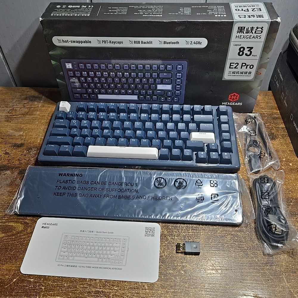 Hexgears E2 Pro Wireless Mechanical Keyboard, RGB Backlit Gaming Keyboard, 2.4G