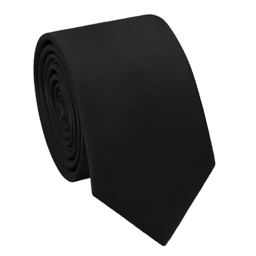 Adjustable Men's Black Solid Color Necktie for Wedding Party Prom