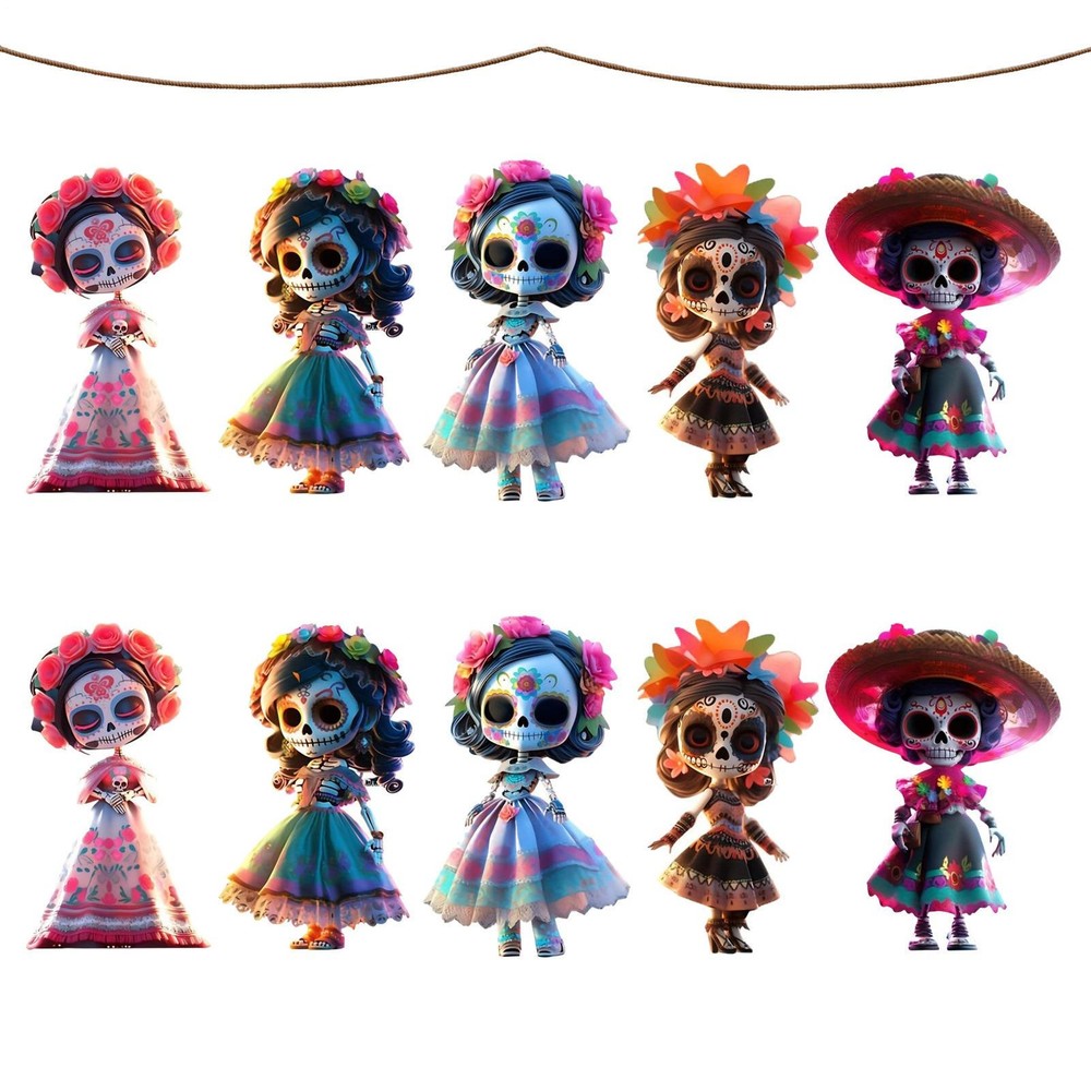 10 Pieces Halloween 2D Punk Ghost  Acrylic Gothic Plush Doll Hanging Ornaments