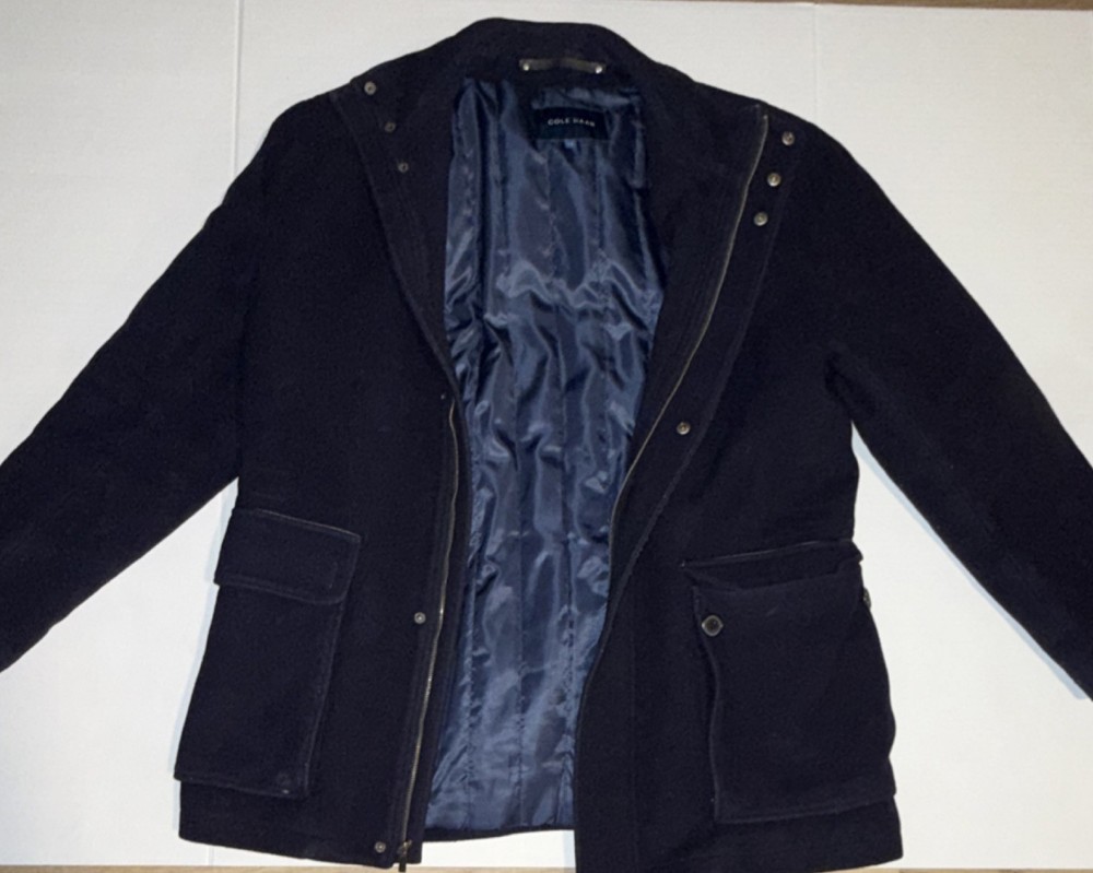 Cole Haan Men's Navy Zip Button Jacket Size L Solid Pattern