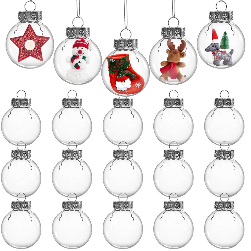 20PCS 2 Inch Clear Christmas Ornaments, 5cm Clear Plastic Ornament for Crafts...