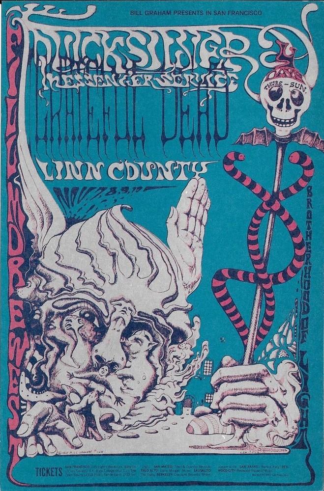 Grateful Dead Quicksilver  Linn County  BG Fillmore Concert Handbill 1968