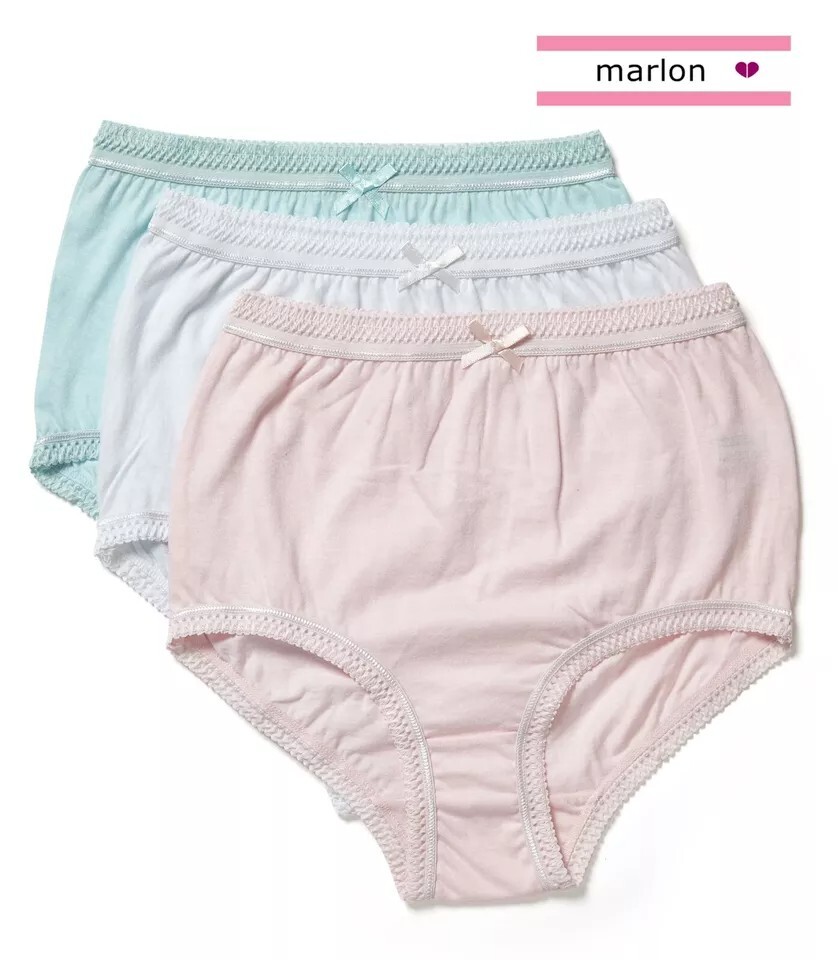 Ladies 3-Pack Marlon 100% Cotton Pastel Full Brief Knickers Underwear