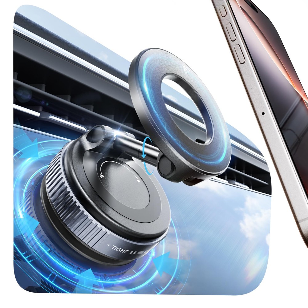 Foldable 360° Rotating Vacuum Magnetic Phone Holder for Easy Mounting