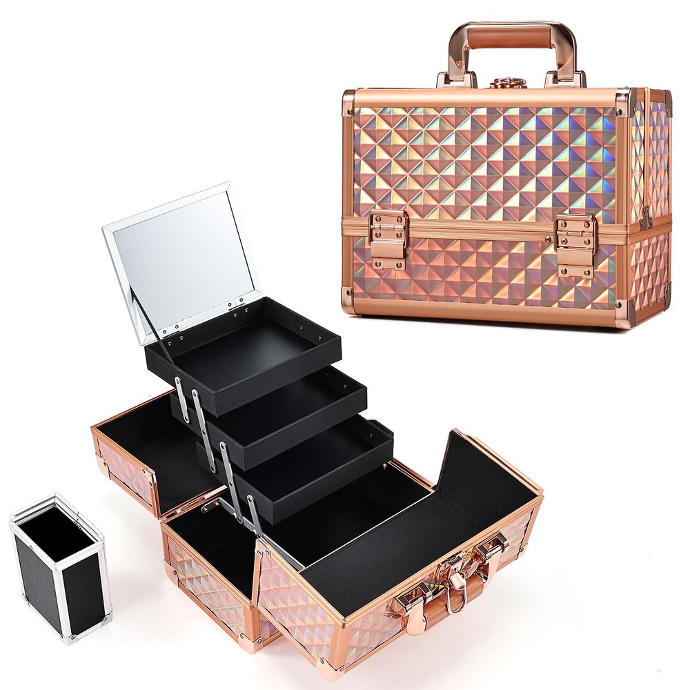 Joligrace 11.6 Inch Professional Makeup Train Case and Jewelry Organizer