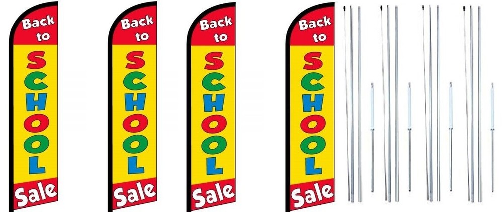 Back to School Sale Windless Flag With Complete Hybrid Pole set- 4 pack-image