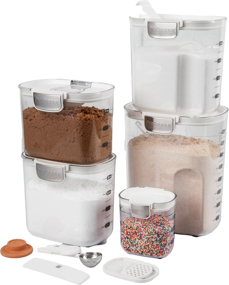 Airtight Food Storage Container Set – Clear Plastic Flour & Sugar Canister Set