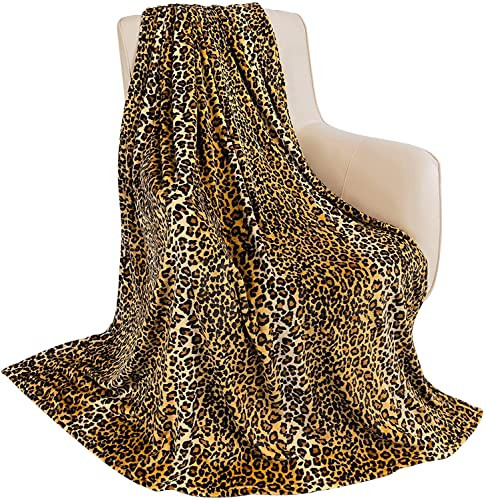 Flannel Fleece Twin Blanket for Couch, Leopard Print Blankets for Adult, Ligh...