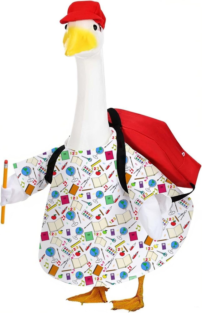 Back to School Porch Goose Outfits,4 Pcs/Set Yard Goose Statue Clothes for 23...-image