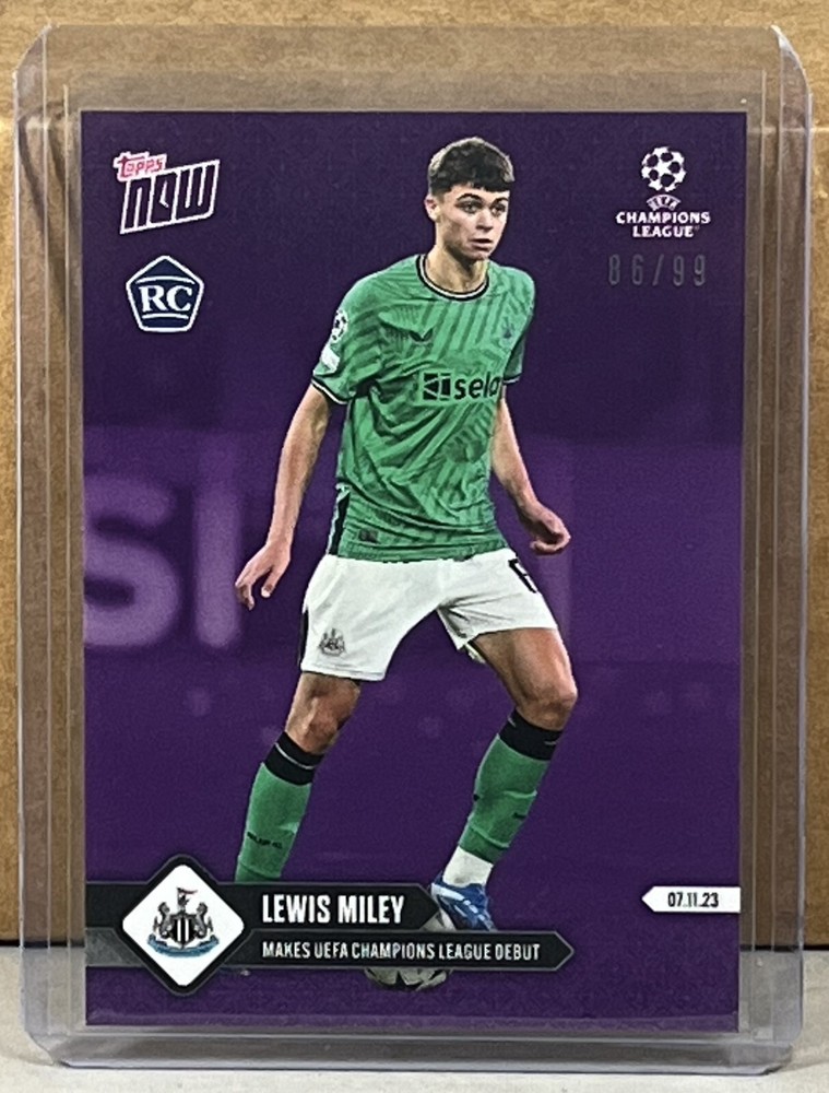 2023 TOPPS NOW #61 LEWIS MILEY NEWCASTLE ROOKIE debut Purple Parallel 86/99