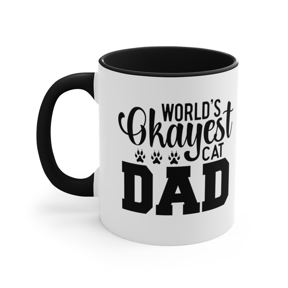 Funny Fathers Day Coffee Mug Okayest Cat Dad Pet Lover Gift for Dad Grandad 11oz