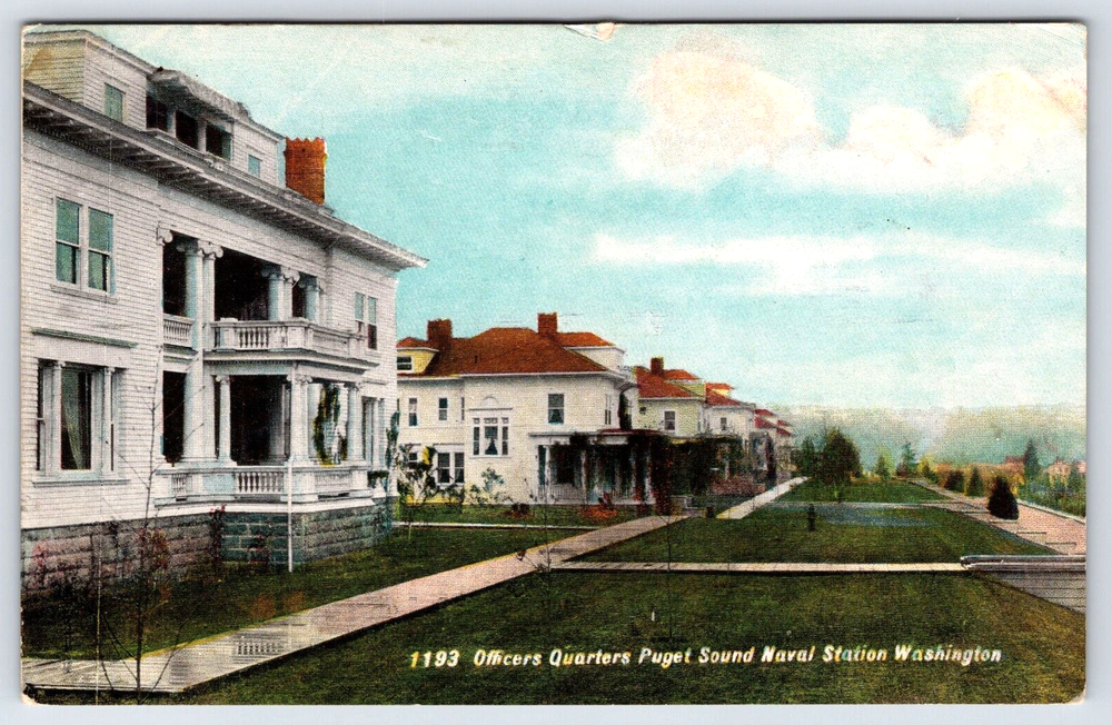 Original Vintage Postcard Officers Quarters Puget Sound Naval Station Washington