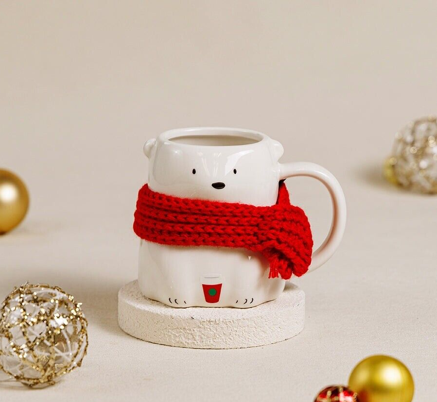 Starbucks White Polar Bear 14Oz Mug Holiday Christmas New Year Gift