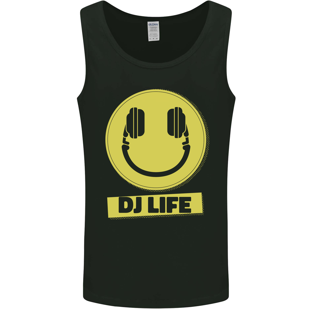 Headphones DJ Life Acid Face Vinyl Decks Mens Vest Tank Top
