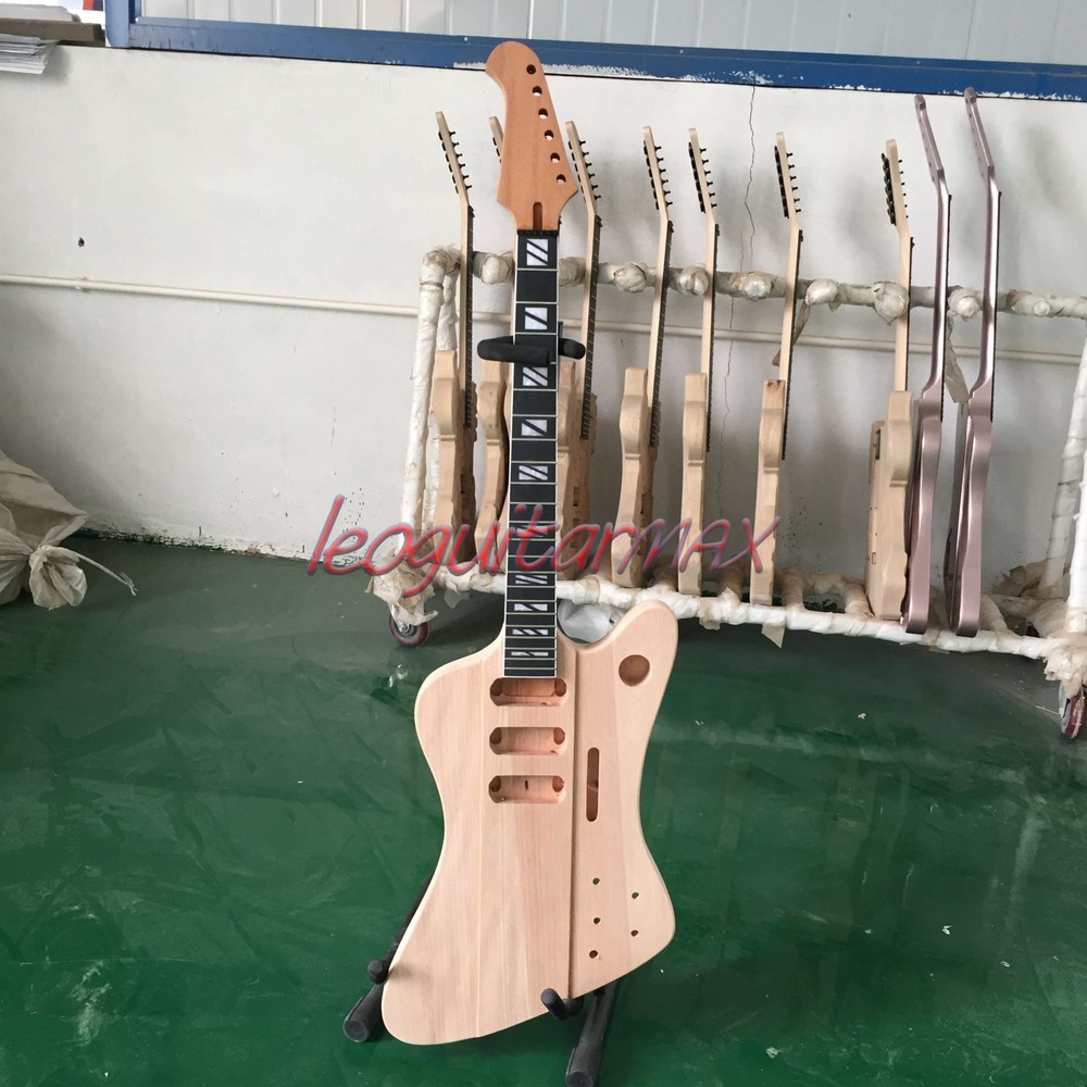 DIY Unfinished Firebird Electric Guitar Natural Color No Parts White Pick Guard