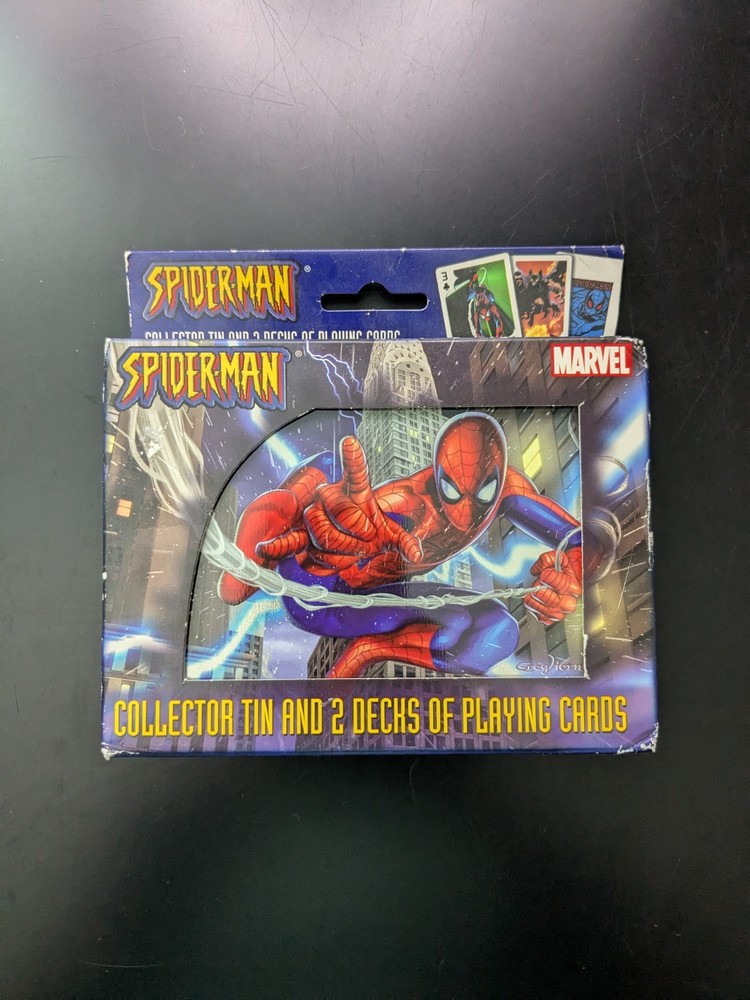 Vintage 2003 Spider-Man Bicycle Collector Tin with 2 Sealed Decks