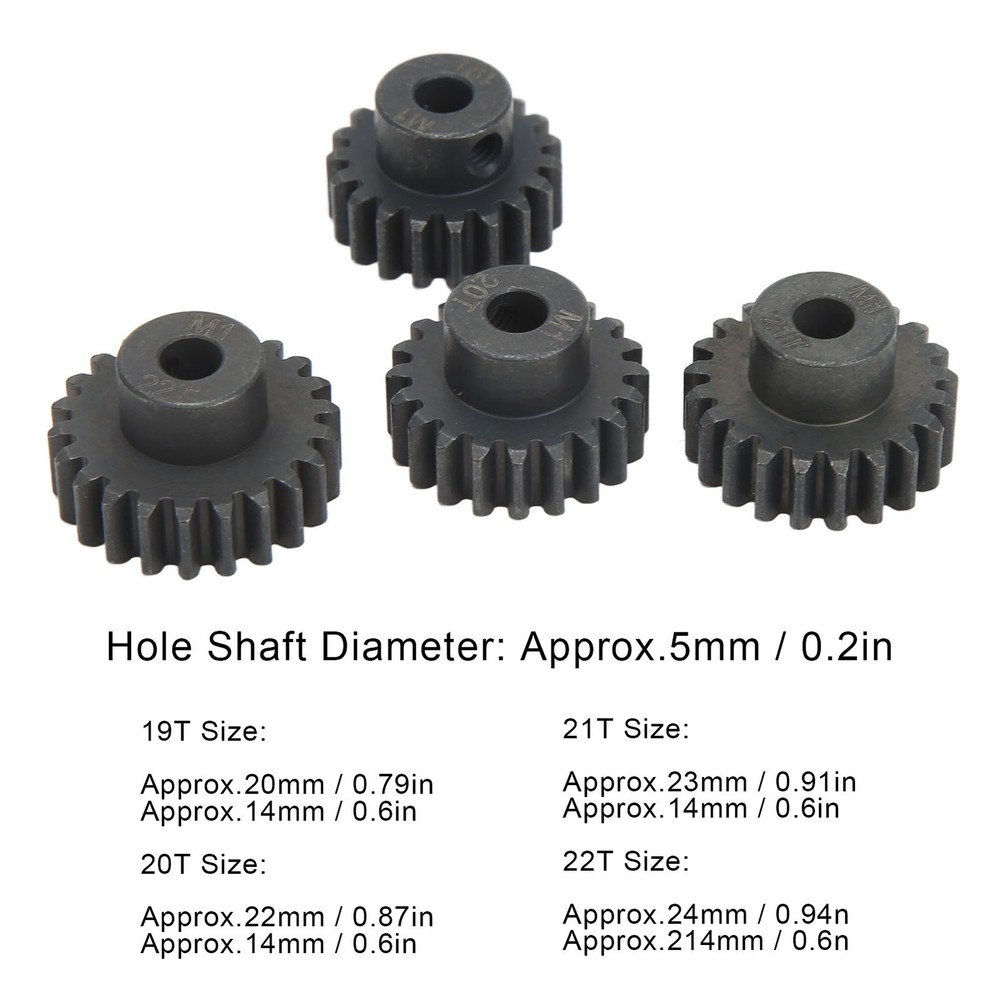 M1 5mm RC Motor Pinion Gear Set Replacement Gear Kit 19T 20T 21T 22T For 1/ FD