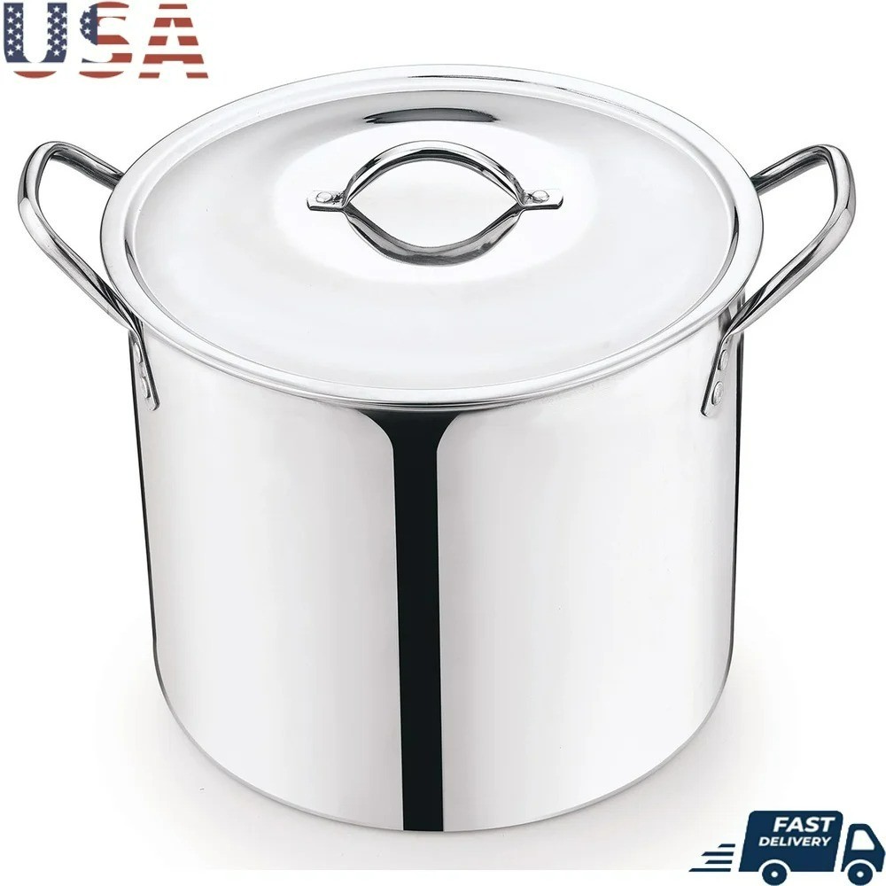 12 Quart Stainless Steel Stock Pot with Stay Cool Handles in Silver