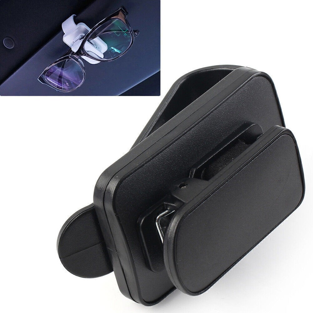 Car Sun Visor Clip Holder Fit Reading Glasses Sunglasses Eyeglass Cards Black