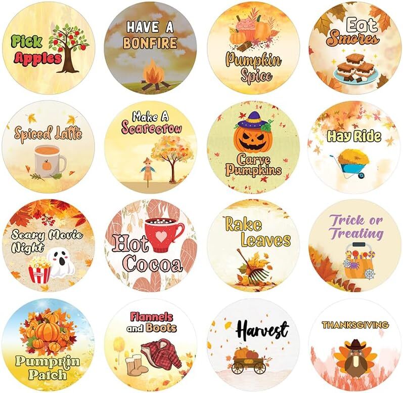 10 Sets of 16 Fall Bucket List Stickers for Autumn Planning