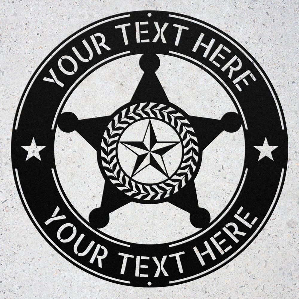 Custom Police Badge Metal Sign Personalized Five Point Star Officer Wall Gift
