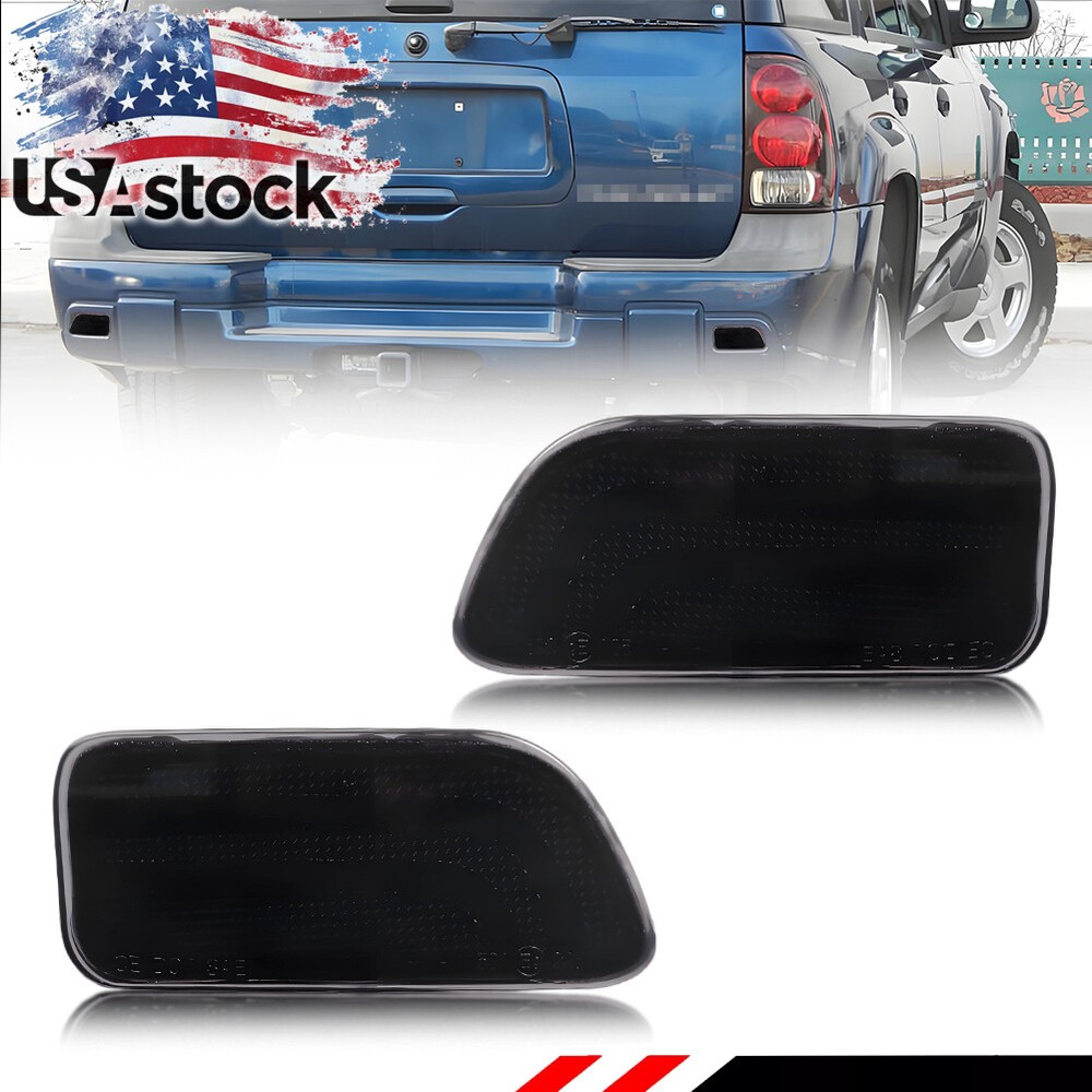 2X Smoked Lens Rear Bumper Reflector Lights for 2002-2009 Chevy Trailblazer