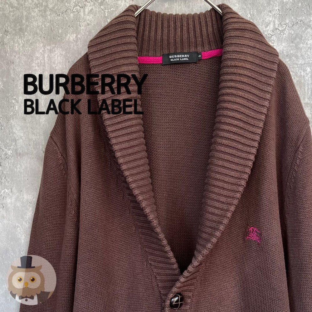 Burberry Black Label shawl collar knit cardigan cotton vintage F/S from Japan