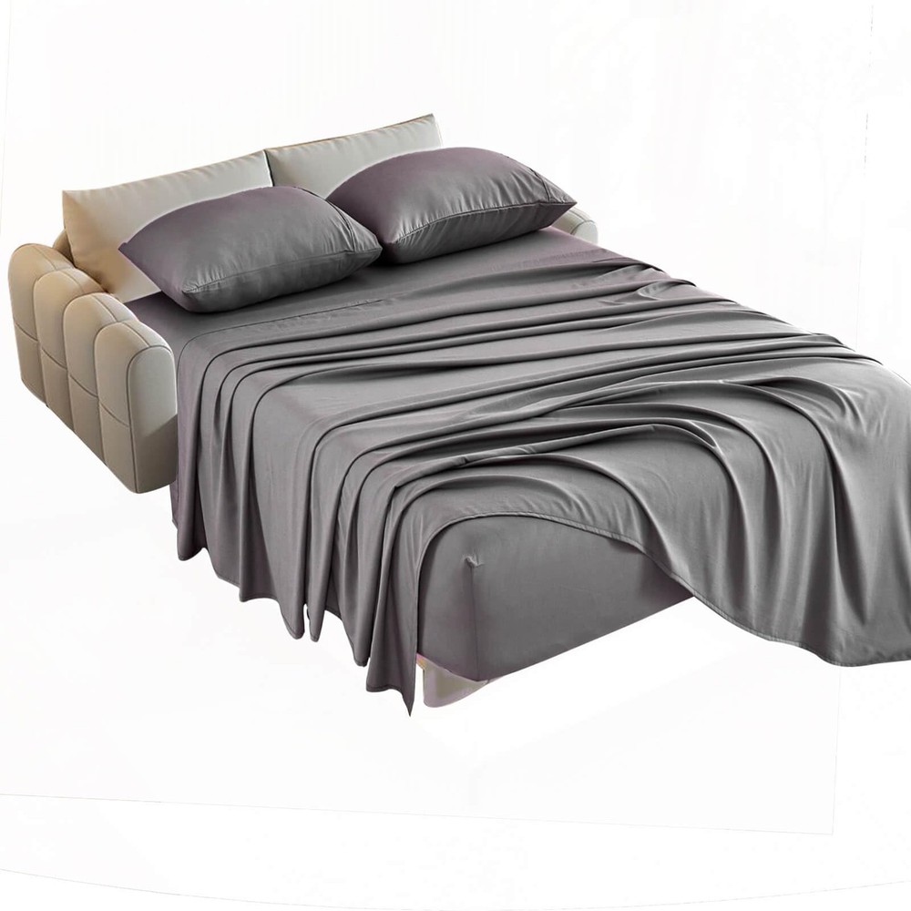 Kingnex Bamboo Viscose Queen Sleeper Sofa Bed Sheets for Pull Out Couches Soft Breathable Cooling