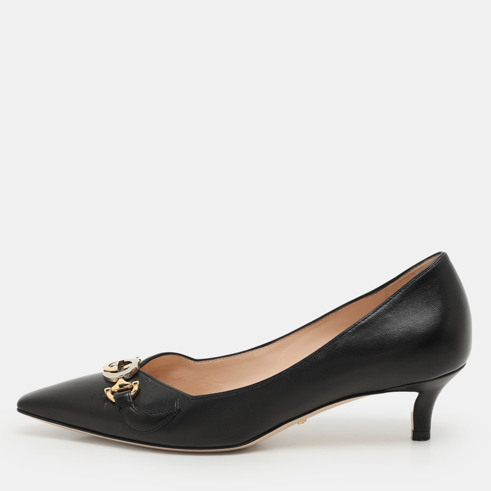 Gucci Zumi Black Leather Pumps Women's Size 38