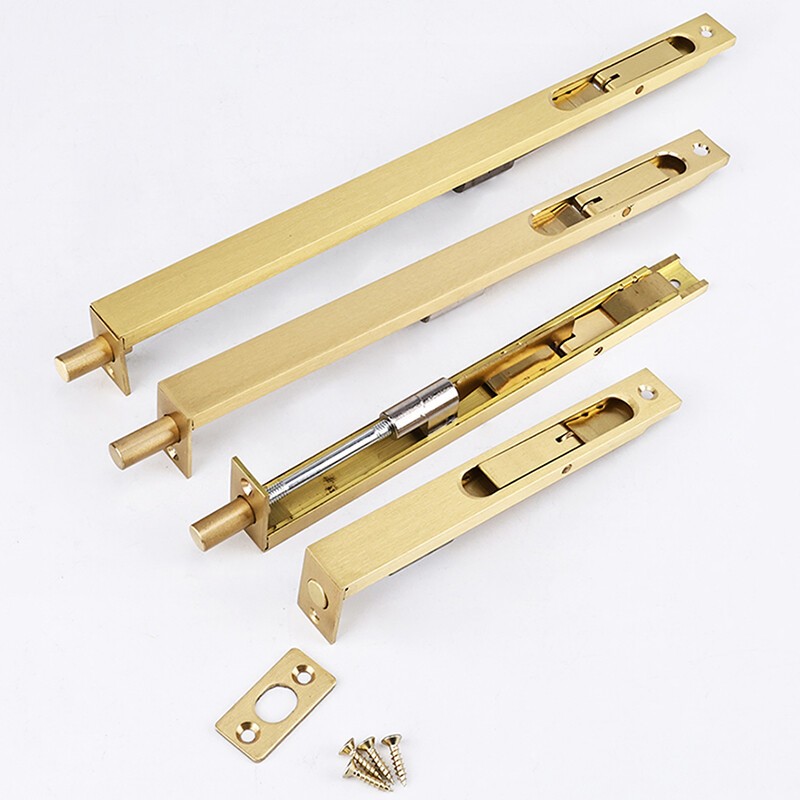 2PCS Solid Brass Door Bolts Lever Action Flush Slide Bolt Latch Lock 6'' to 12''