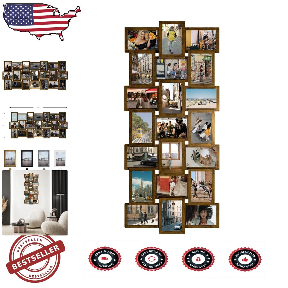 Elegant 21-Opening 4x6 Gold Collage Picture Frames for Stunning Wall Decor