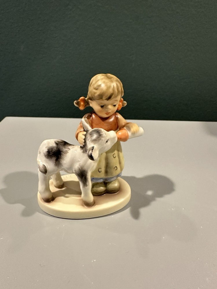 Goebel Germany Friendly Feeding Girl Feeding Calf Bottle Figurine