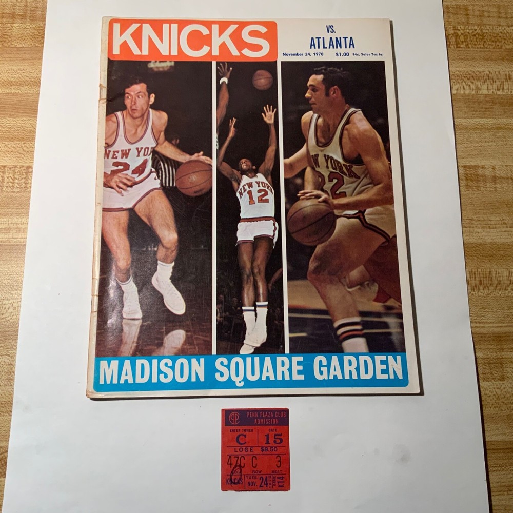 Pete Maravich’s pro debut in NY + 1st 40 point game 11/24/1970 program + ticket