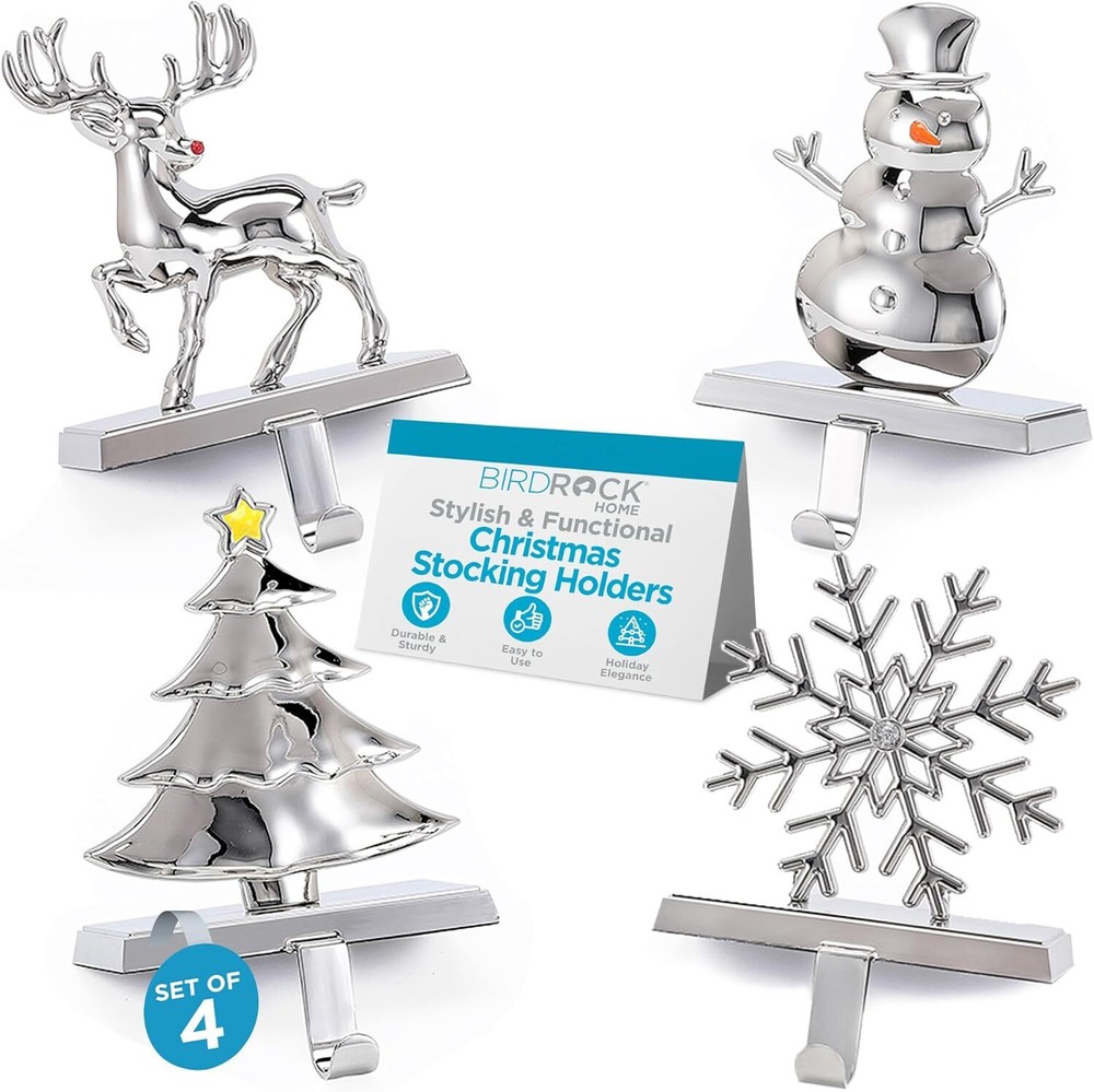 BIRDROCK HOME Christmas Tree Snowman Reindeer Snowflake Set of 4