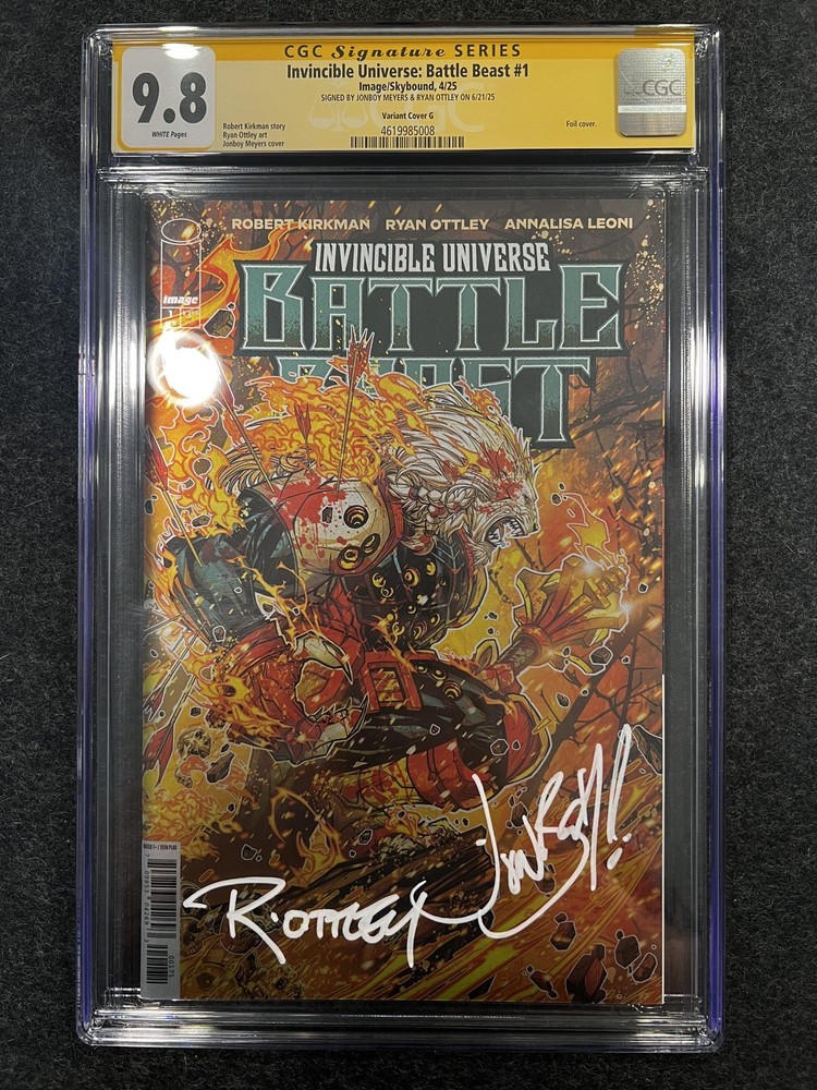 INVINCIBLE UNIVERSE: BATTLE BEAST #1 1:100 VAR CGC SS 9.8 SIGNED OTTLEY & JONBOY