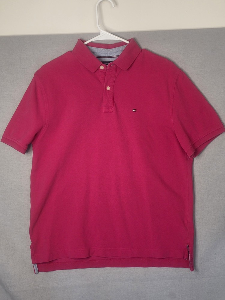 Tommy Hilfiger Men's Polo Shirt Size Medium, Not Pink Short Sleeve, Preppy Golf