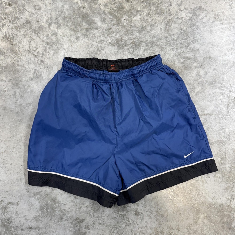 Vintage Nike Shorts mens small Blue Black Nylon 90s swoosh streetwear 4