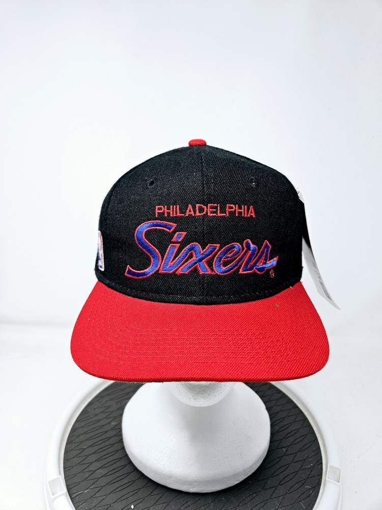 VTG 90s Sports Specialties Philadelphia 76ers Script Snapback Wool Hat NWT NOS