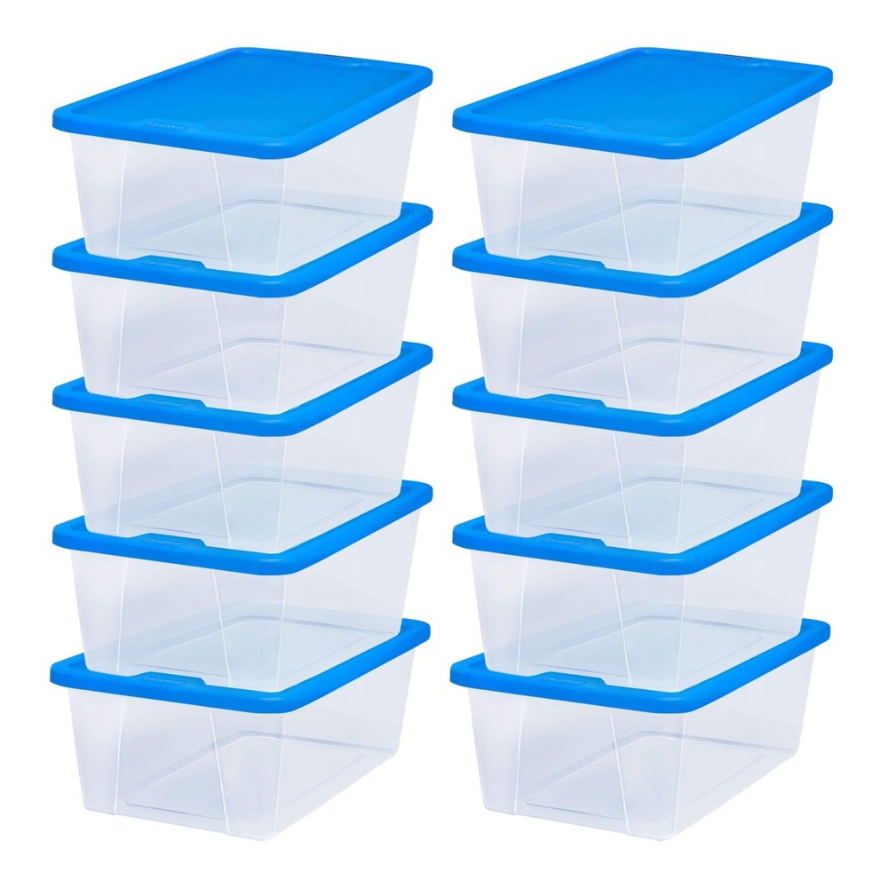 10-Pack Small Clear 6Qt Snaplock Plastic Storage Bins with Lids