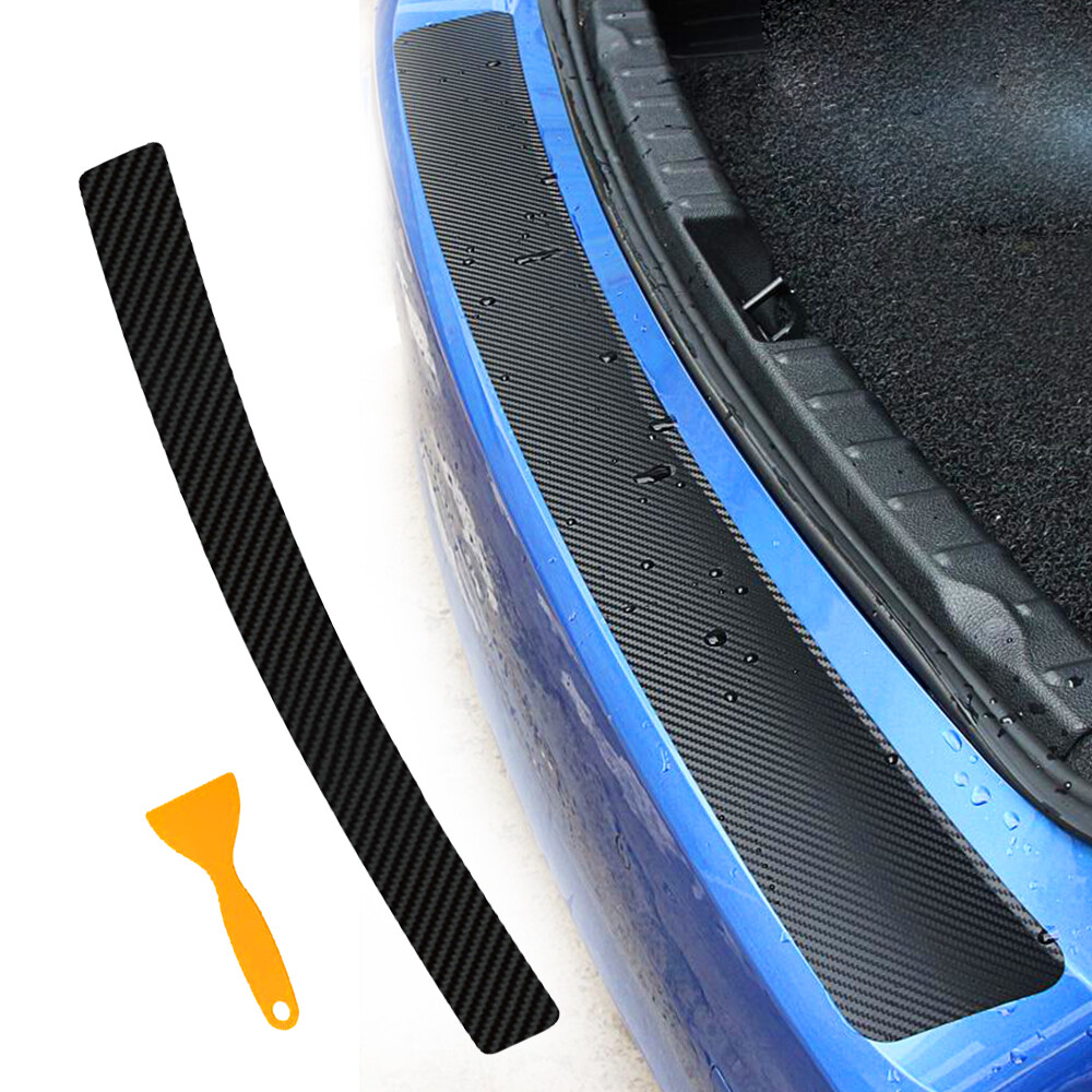 4D Black Sticker Rear Bumper Kit Guard Sill Plate Trunk Protector Trim Cover S