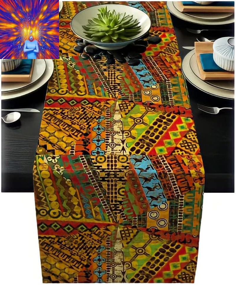 African Tribal Multi Color Table Runner for Kitchen Dining Room Decor (Style A)