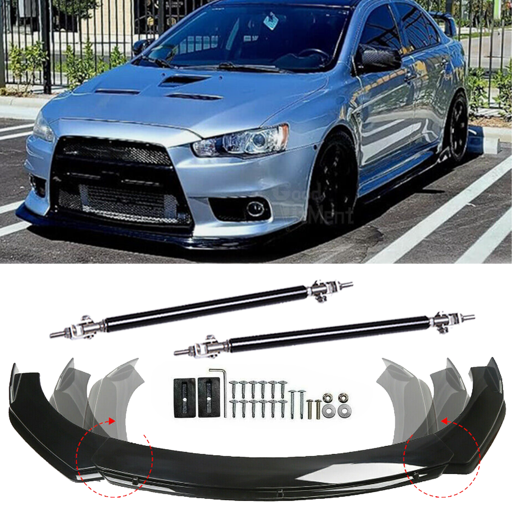 For Mitsubishi Lancer Front Bumper Lip+Part Accessories Splitter+Spoiler Body
